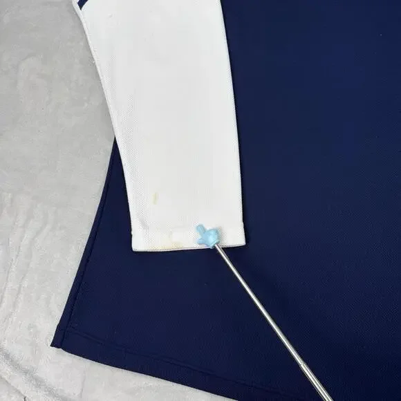 Y2K Adidas Long Sleeve Athletic Shirt White Navy Men's Large Relaxed 3-Stripes - Picture 8 of 9